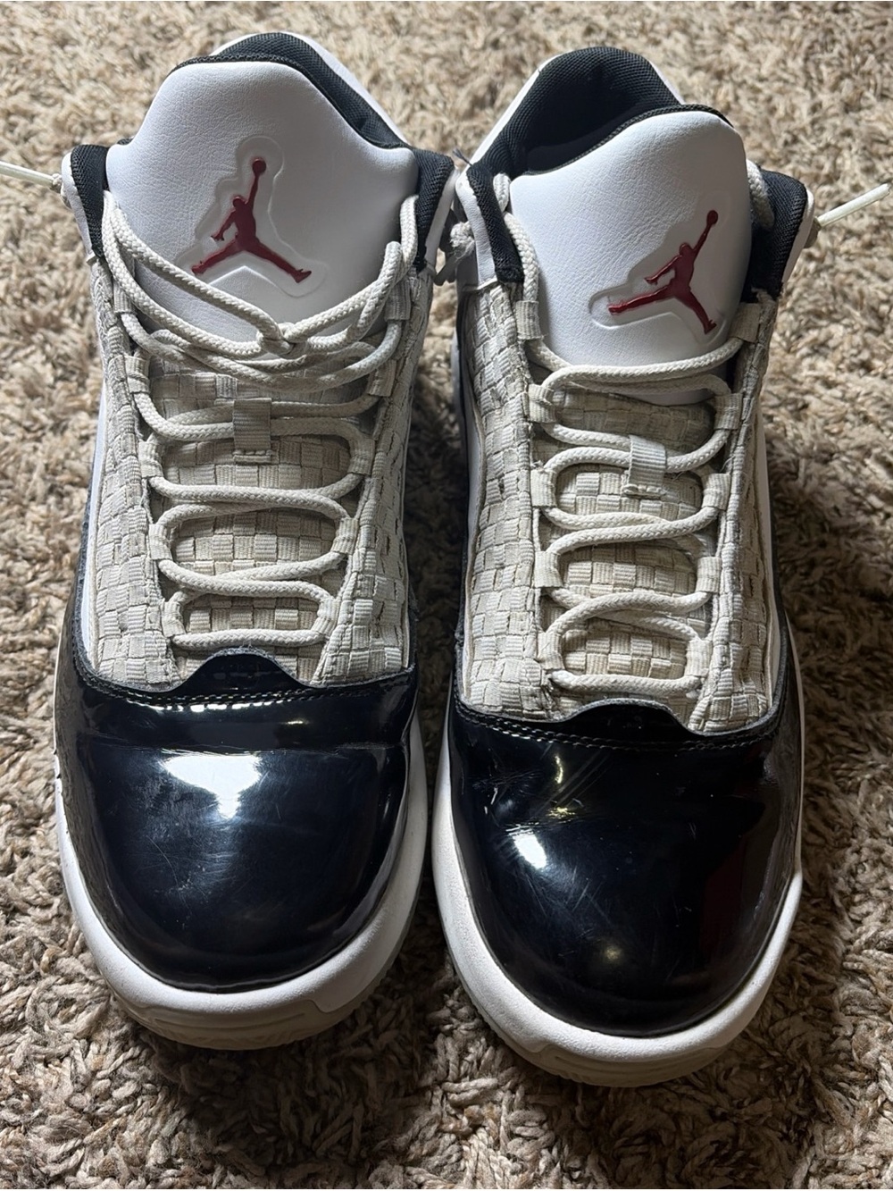 Jordan Men's White, Black & Red Woven-Look Sneakers Men’s Size 11